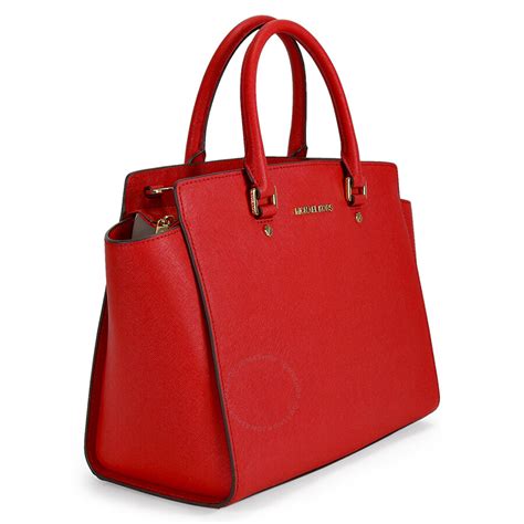 michael kors selma large tote red|michael kors selma satchel.